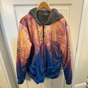 Sacred Geometry Festival Zip Up Hoodie, Mens, XL